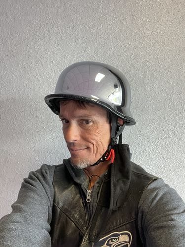 Customer photo review of German Style Mayan Half Helmet - Chrome