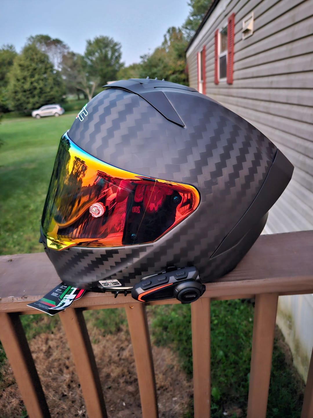 Customer photo review of K3 Carbon Fiber Helmet - Bluetooth Headset