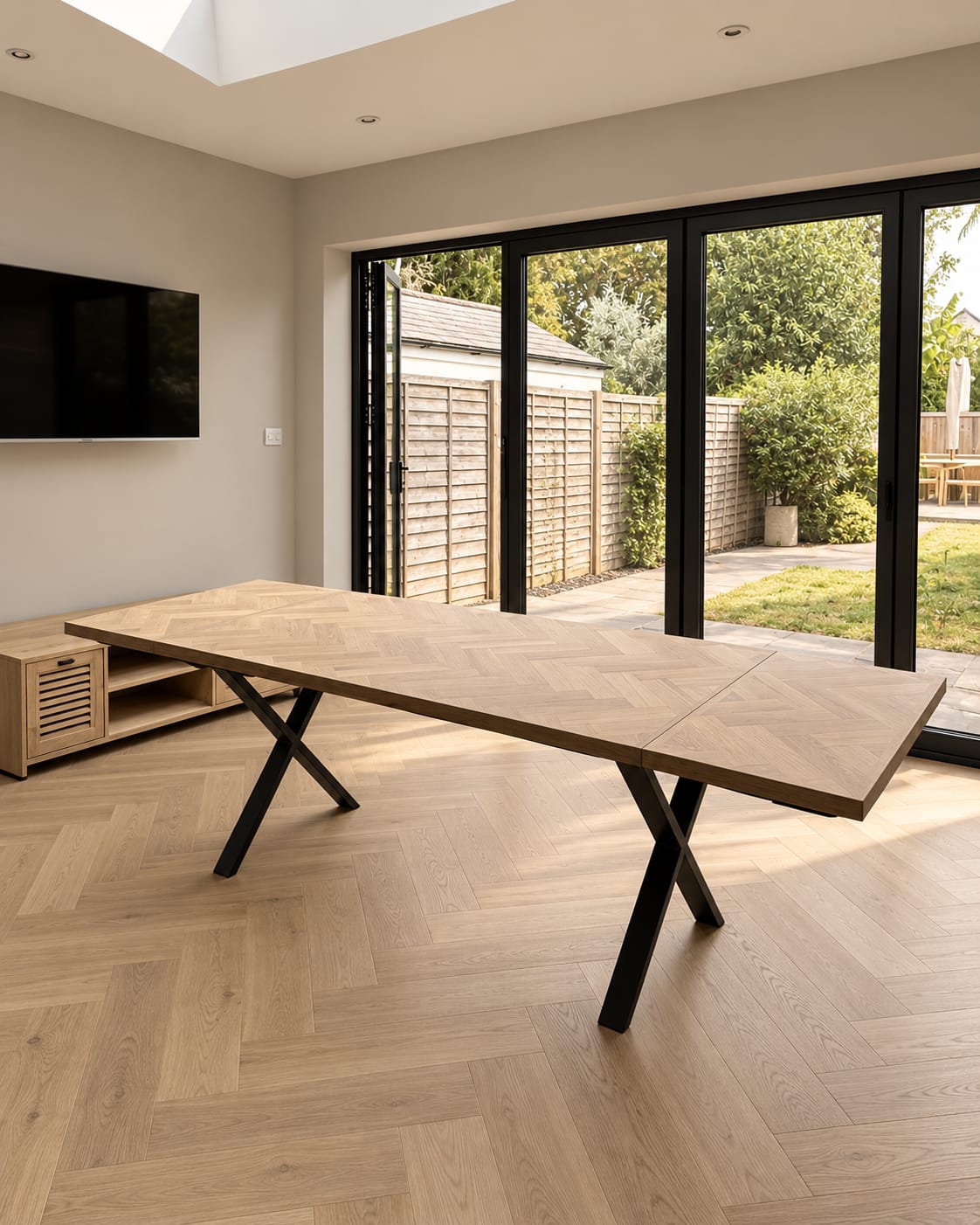Customer photo review of Astrid Cotton Herringbone Dining Table Extendable