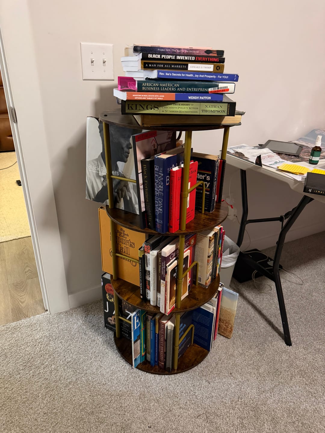 Customer photo review of Flycity 3-5 Tier Rotating Bookshelf With 360° Spinning Display