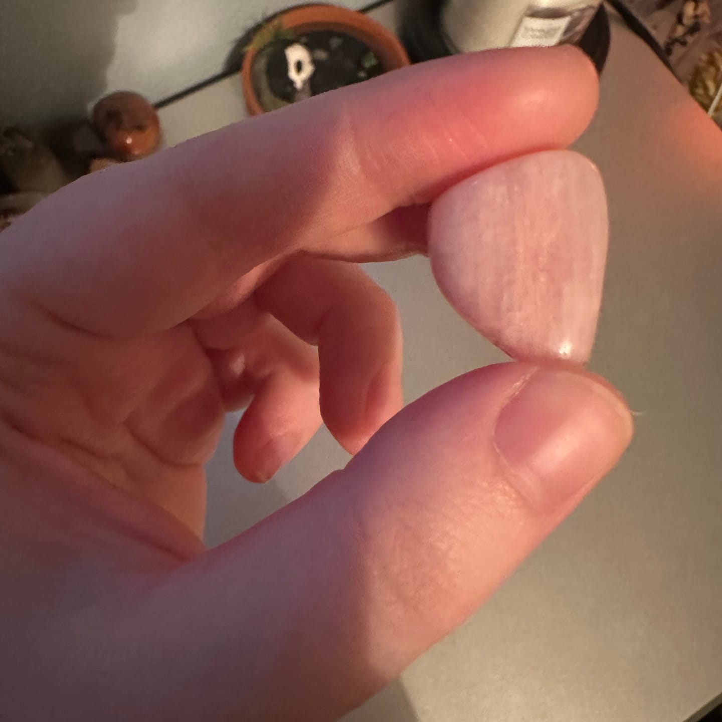 Customer photo review of Tumbled Pink Petalite for Angelic Connection & Protection