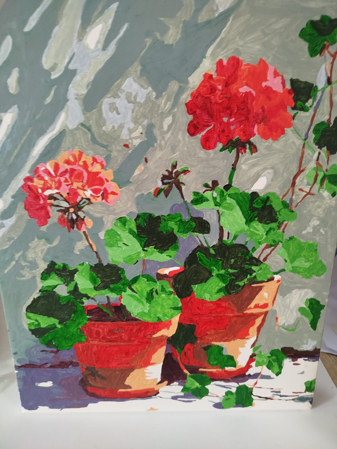 Customer photo review of Geranium Corner | Paint by Number