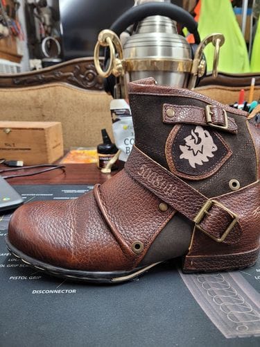 Customer photo review of Otto's Leather Motorcycle Biker Boots
