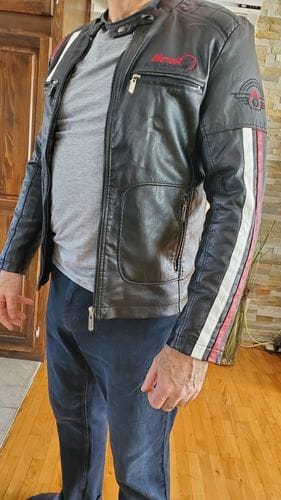 Customer photo review of Dakota Biker Leather Jacket