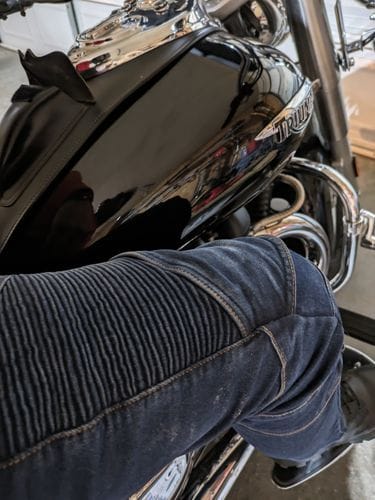 Customer photo review of Men's Motorcycle Pants Waterproof Jeans with Armor Protector Pads