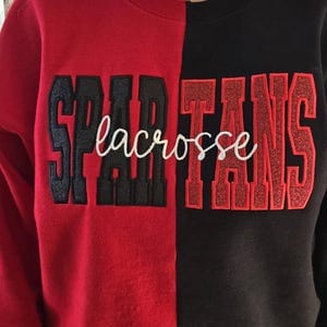 Customer photo review of Custom Glitter Embroidered Two Tone Sweatshirt | Gifts for Sports Mom