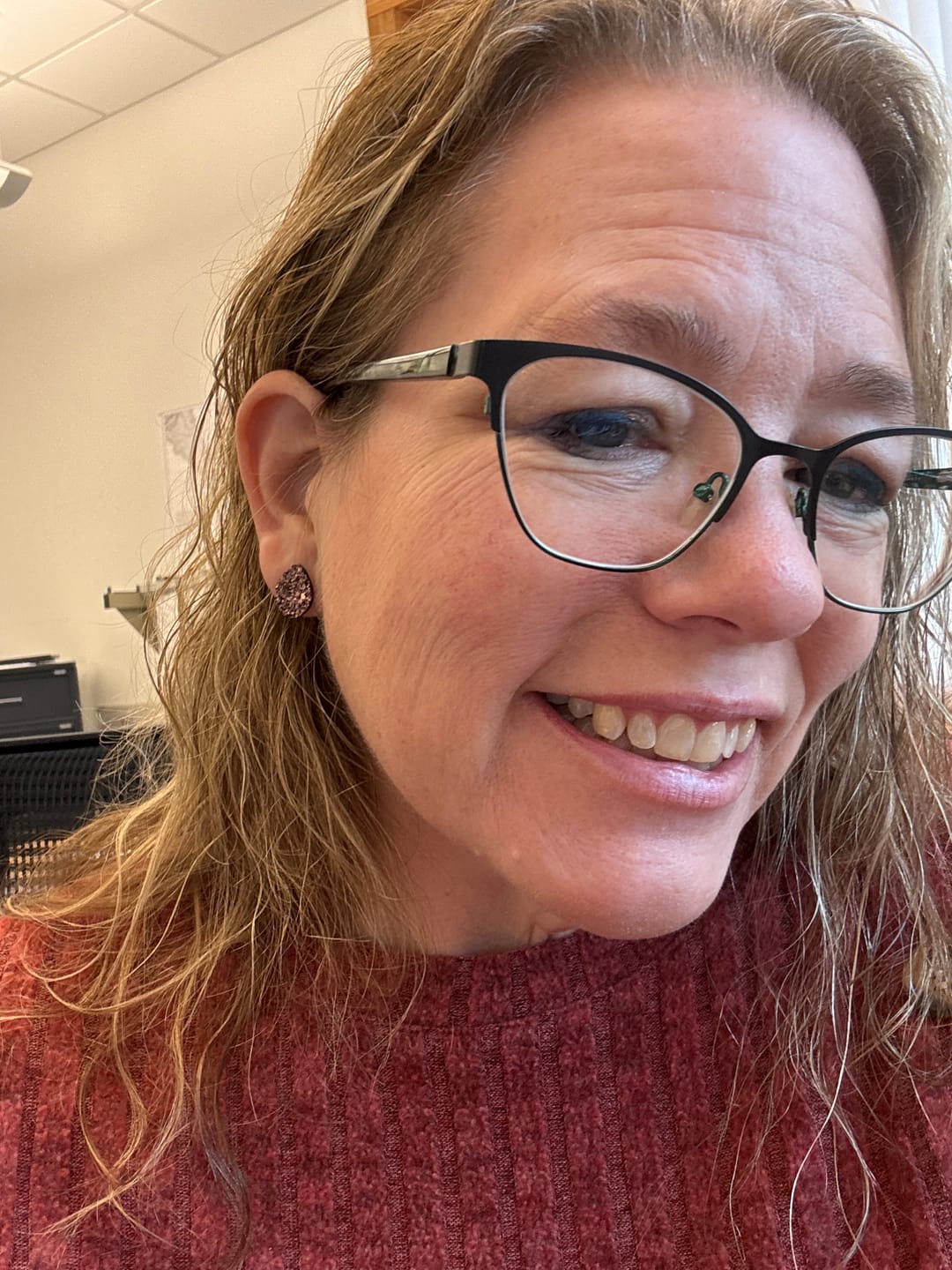 Customer photo review of Teardrop Faux Druzy Studs Hypoallergenic Earrings for Sensitive Ears with Plastic Posts