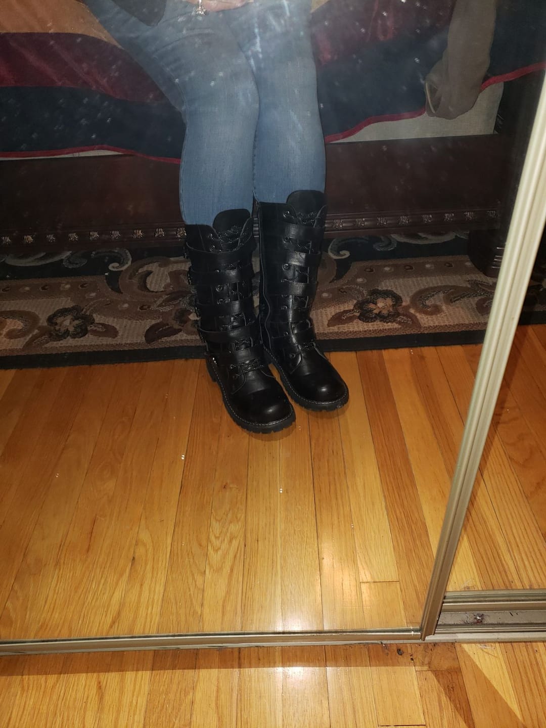 Customer photo review of Retro Punk Leather Motorcycle Boots