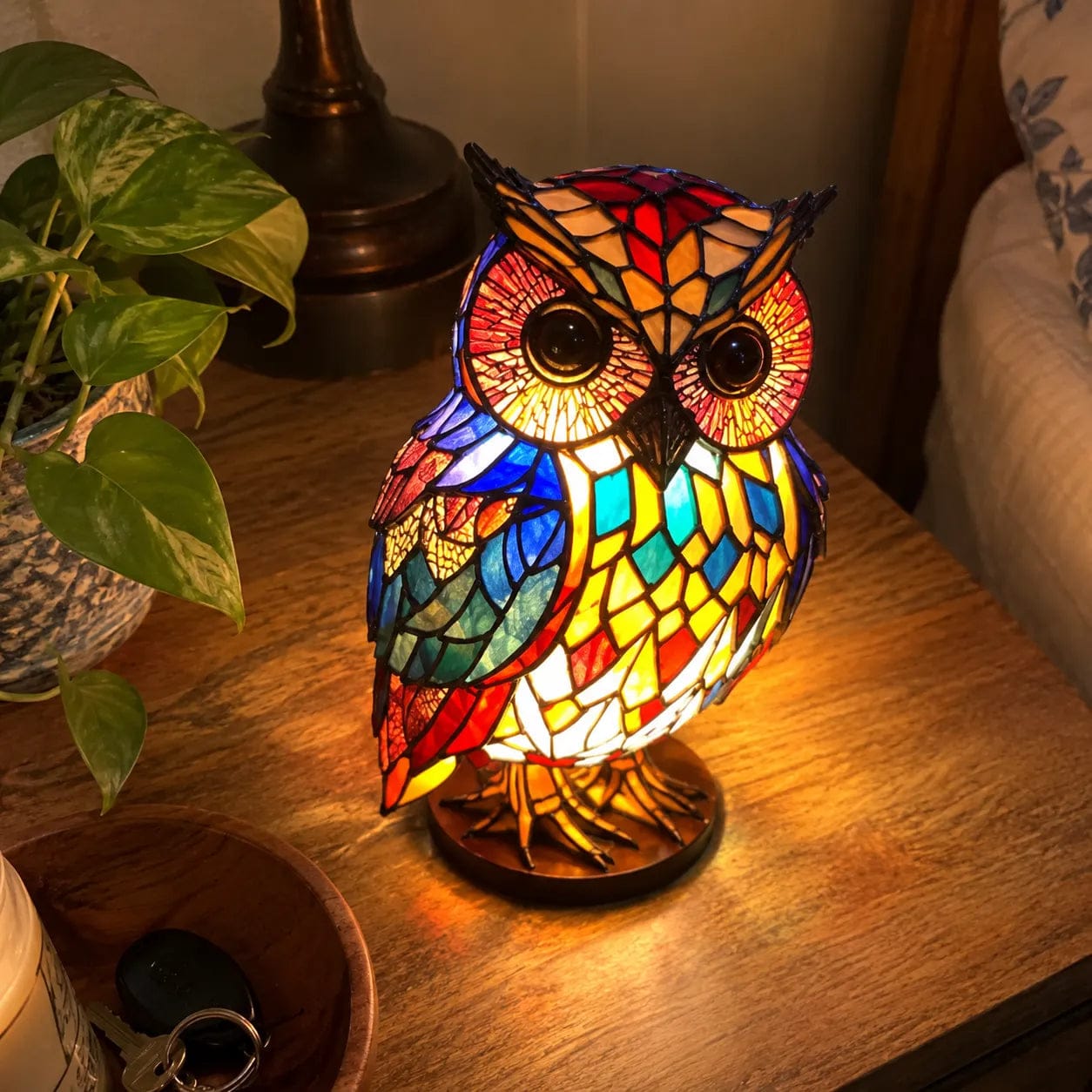 Customer photo review of Light Owl - handmade lamp that makes hearts shine