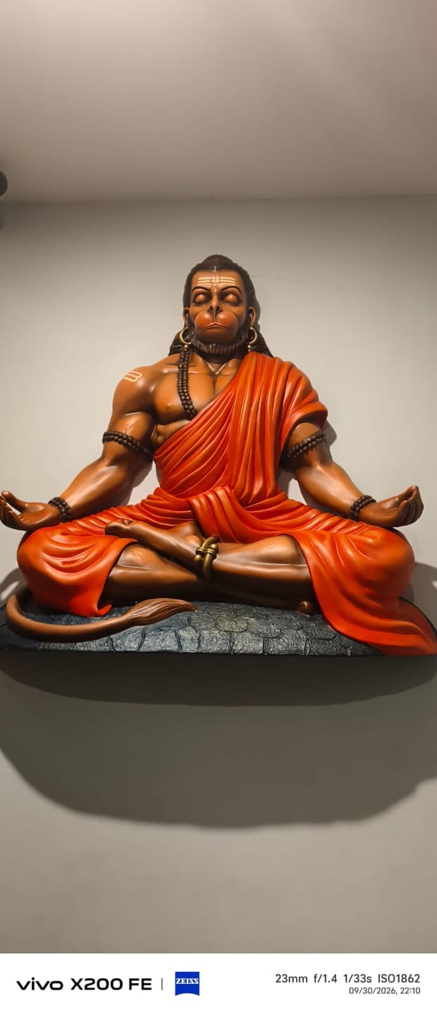 Customer photo review of Lord Hanuman Dhyana Mudra Wall Mural – 4x4ft | Spiritual Wall Art for Home & Temple Decor