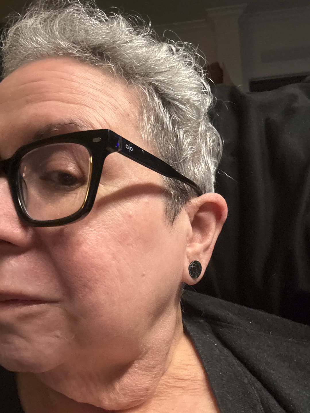Customer photo review of Flat Cracked Stone Studs Hypoallergenic Earrings for Sensitive Ears with Plastic Posts
