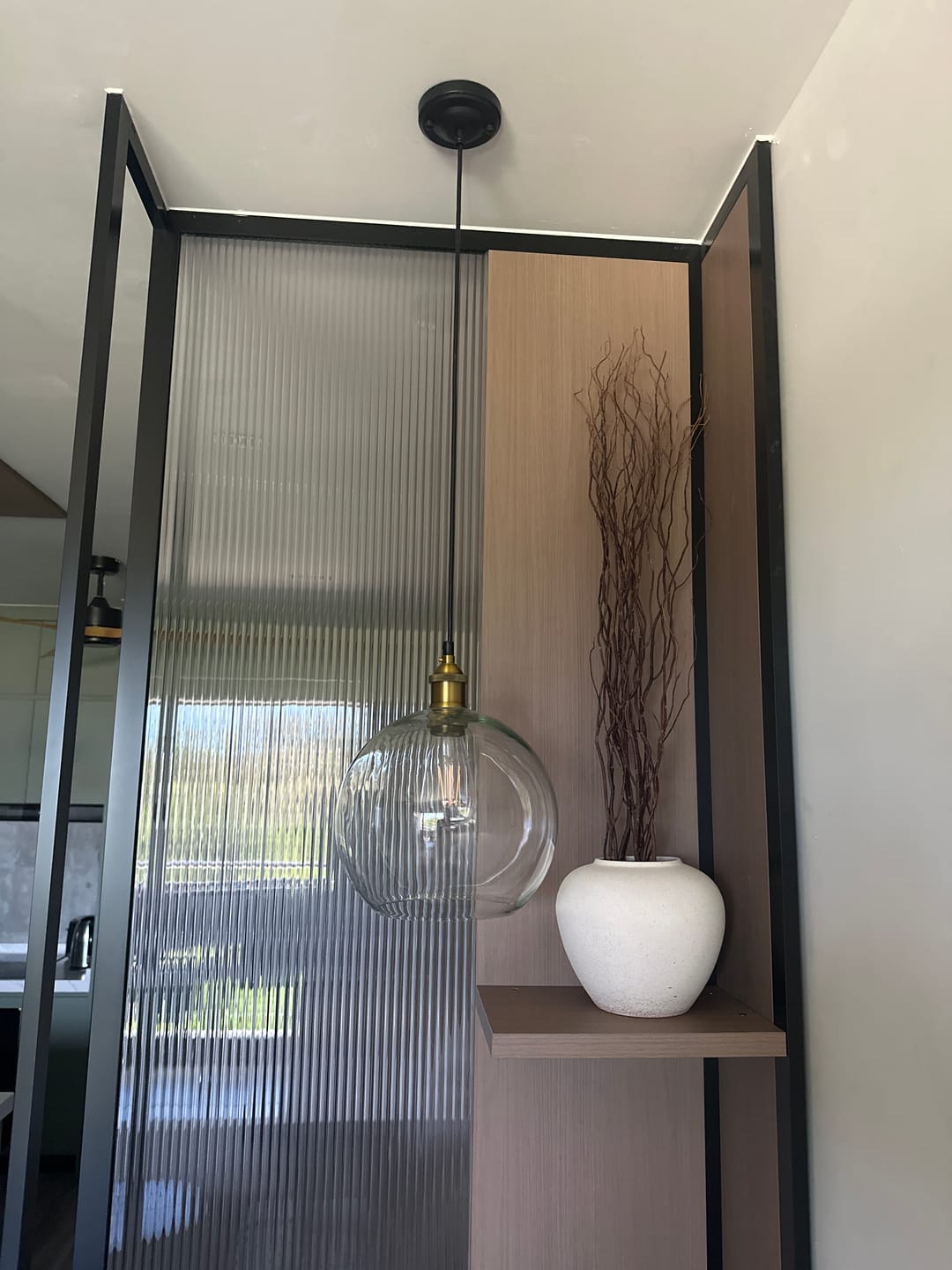 Customer photo review of 1-Light Geometric Pendant Lamp Industrial Glass Suspension Lighting for Dining Room