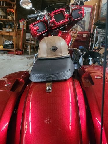 Customer photo review of German Leather Half Helmet  - Vintage Brown