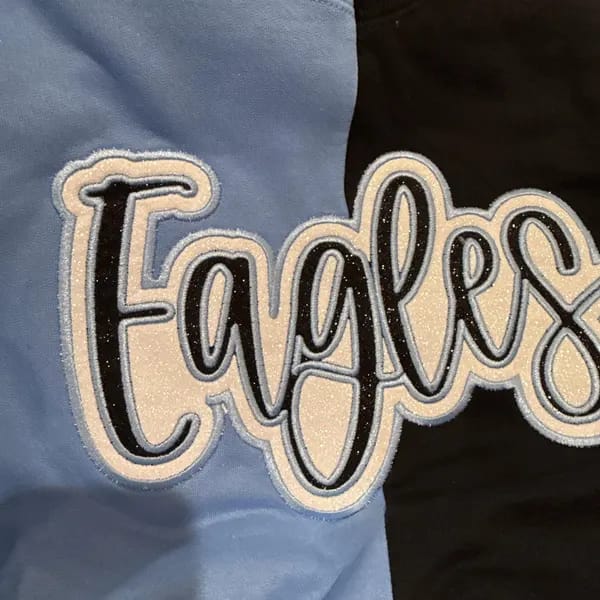 Customer photo review of Custom Glitter Team Mascot Two Tone Embroidered Sweatshirt For Game Day | Gifts for Sports Mom