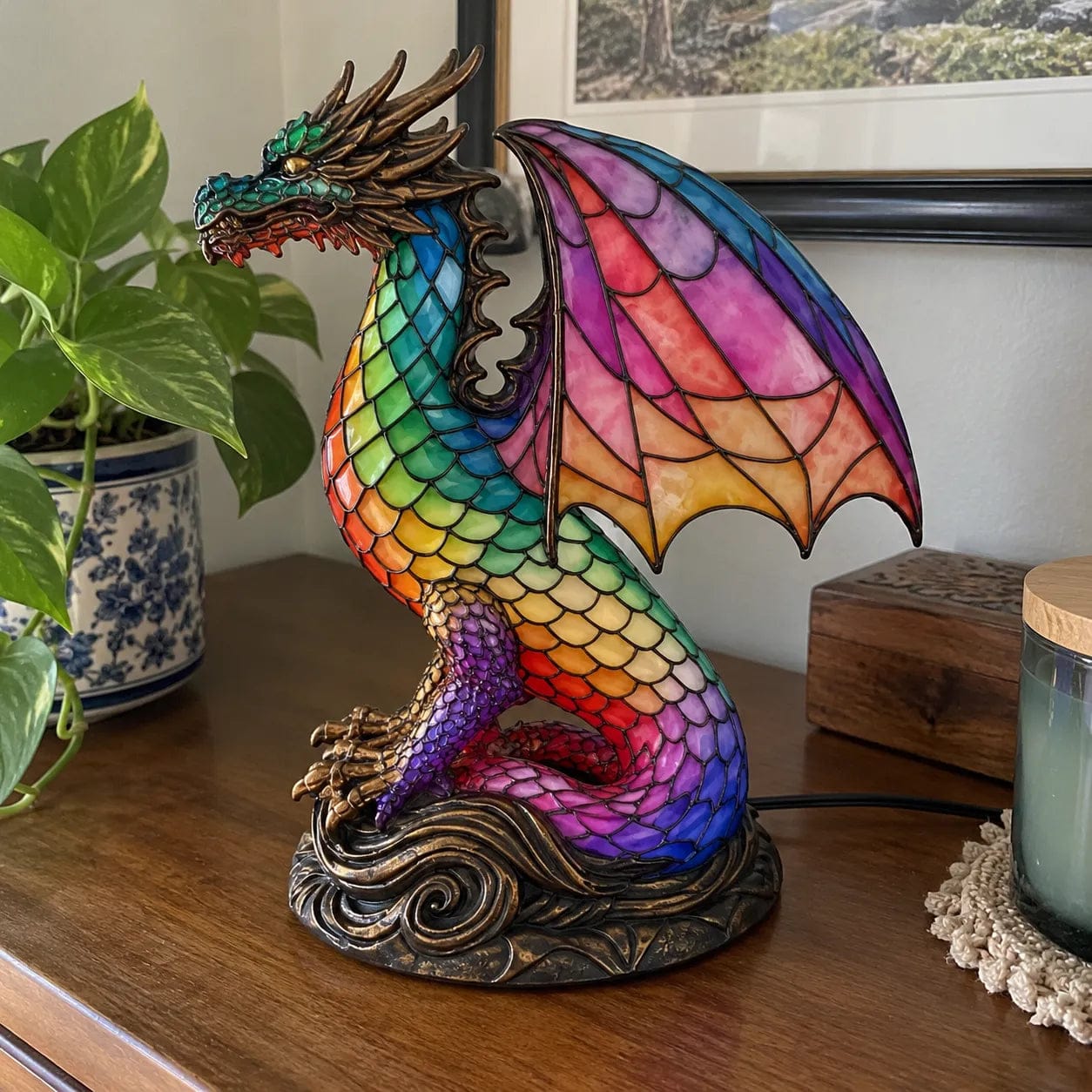 Customer photo review of Light Dragon - handmade lamp that makes hearts shine