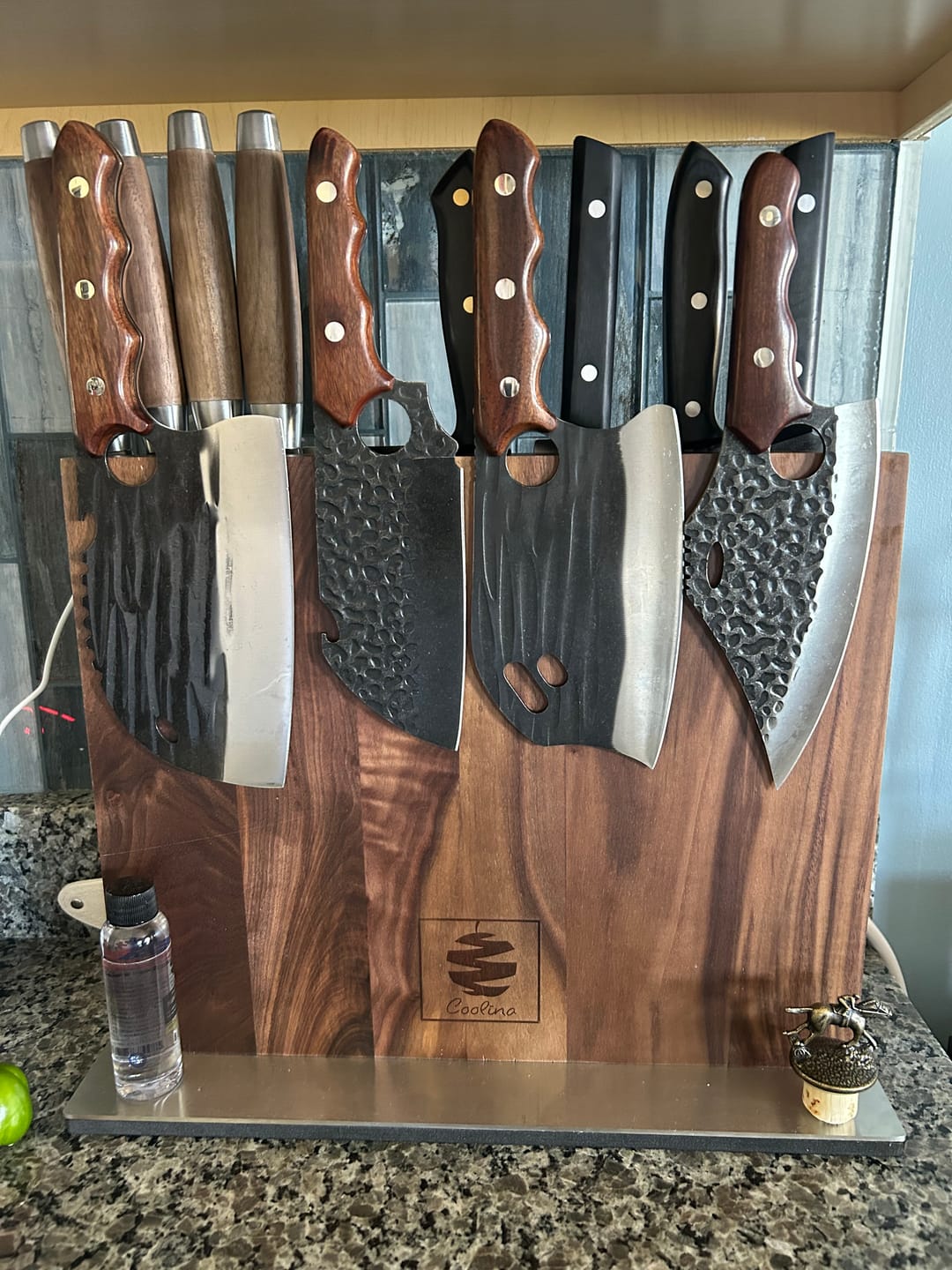 Customer photo review of FREE Walnut Magnetic Knives Holder