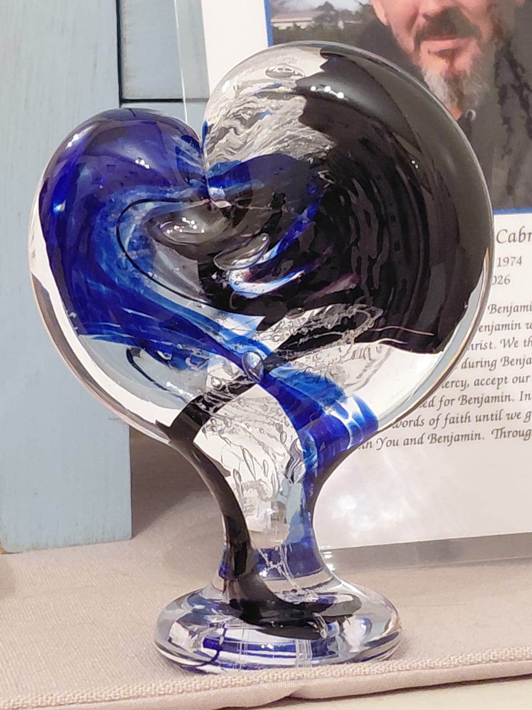 Customer photo review of Glass Heart with Cremation Ash - Standing