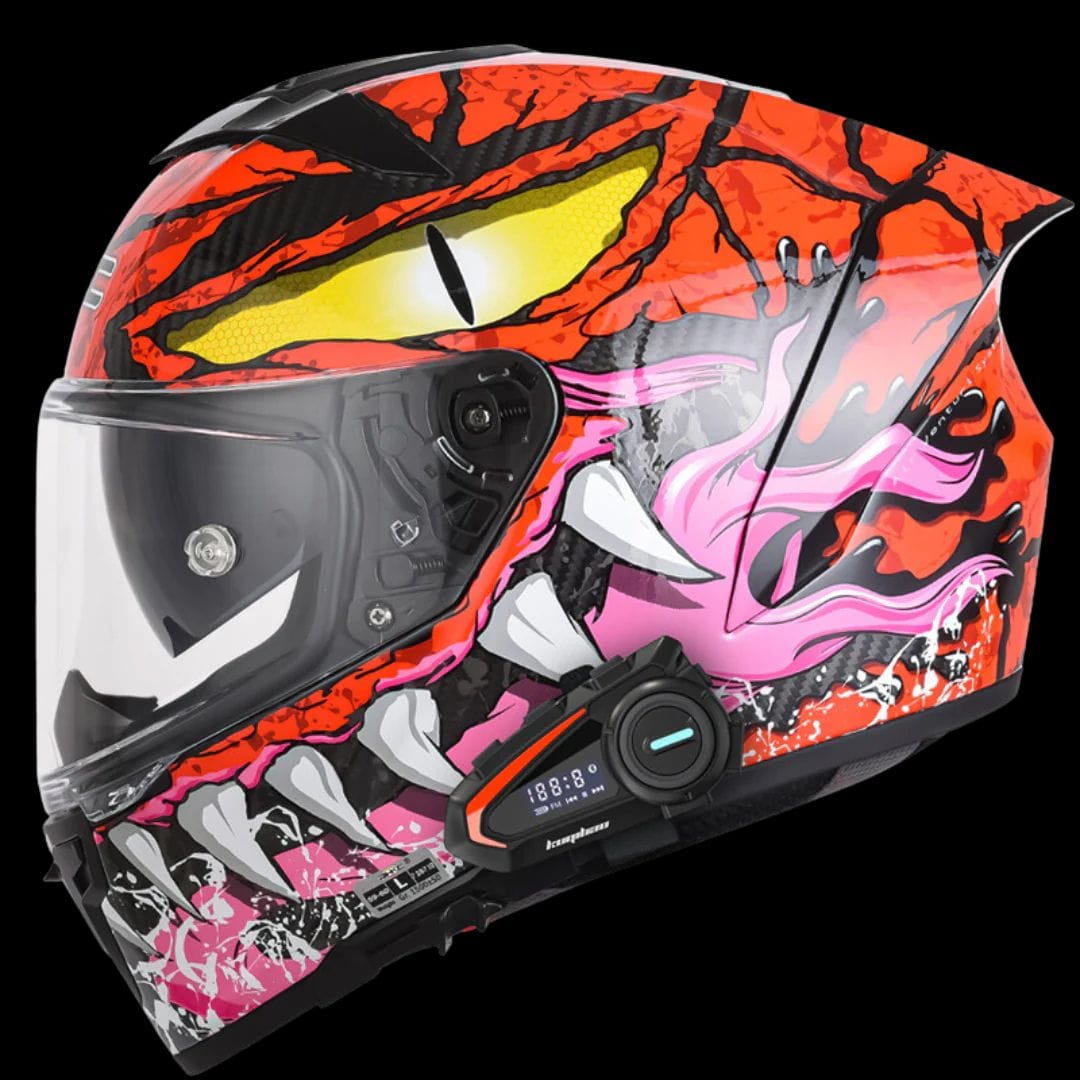 Customer photo review of K3 Carbon Fiber Helmet - Bluetooth Headset