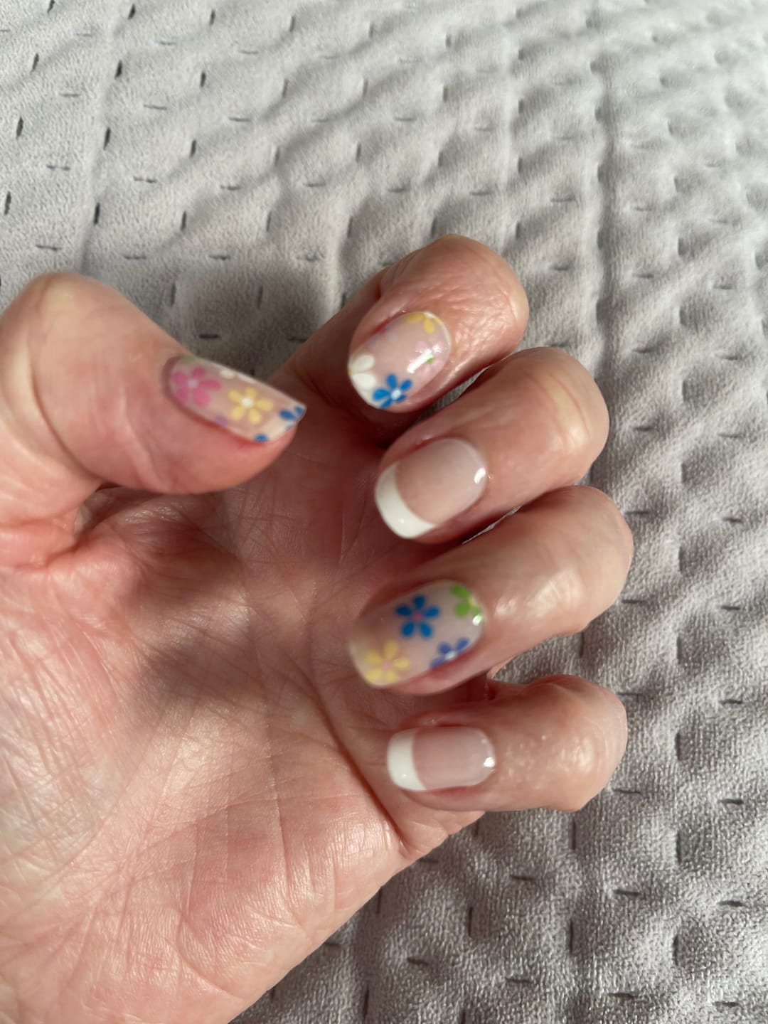 Customer photo review of NEW Spring Garden French Tip DIY Semicured Gel Nail Sticker Kit