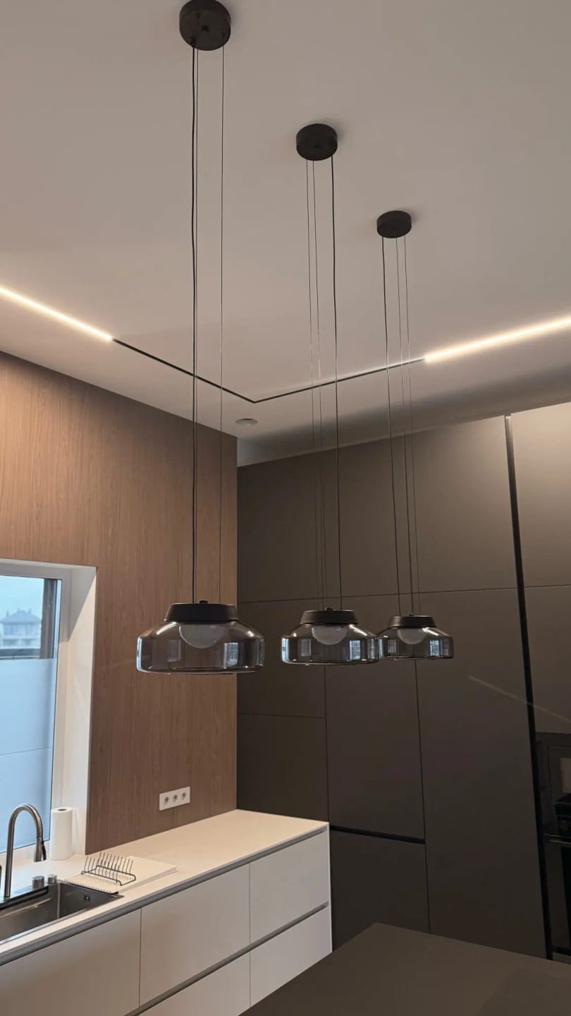 Customer photo review of Plug In Pendant Light, Layered Glass Discs, 45 cm, Integrated LED