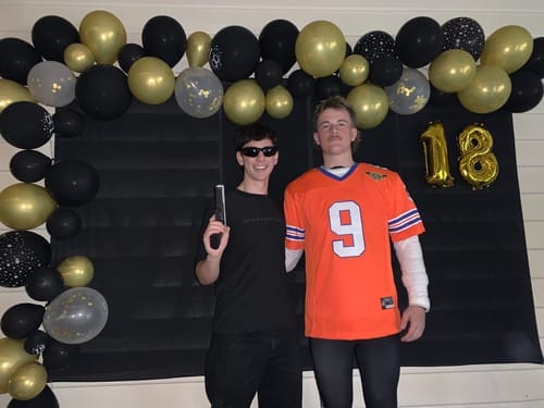 Customer photo review of Custom Orange Mesh Authentic Football Jersey with Royal and White Lettering Design 0140