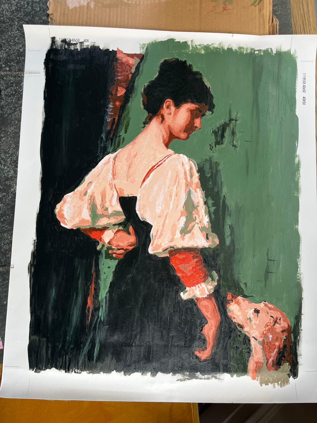 Customer photo review of Woman, with ‘Puck’ the Dog - Therese Schwartze | Paint by Number