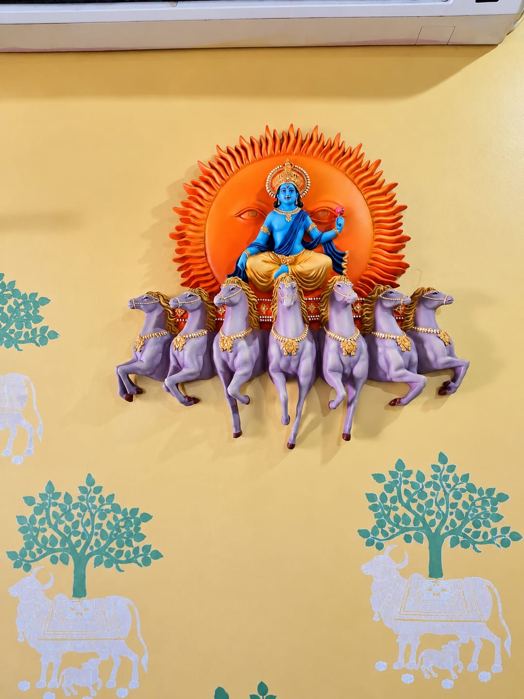 Customer photo review of Lord Surya Narayana Wall Mural – 2x2ft | Divine Sun God with Seven Horses