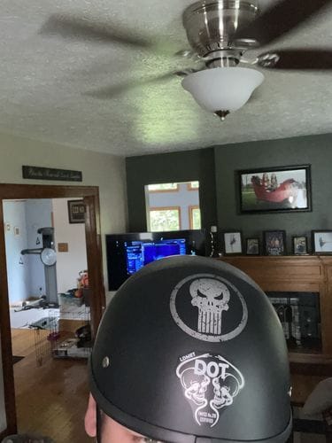 Customer photo review of Smallest Beanie Helmet - Skull Retro
