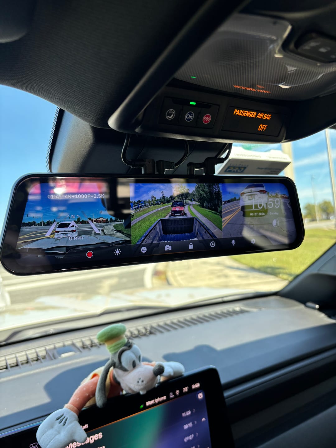 Customer photo review of WOLFBOX G900TriPro Bumper Version 3 Channel Rearview Mirror