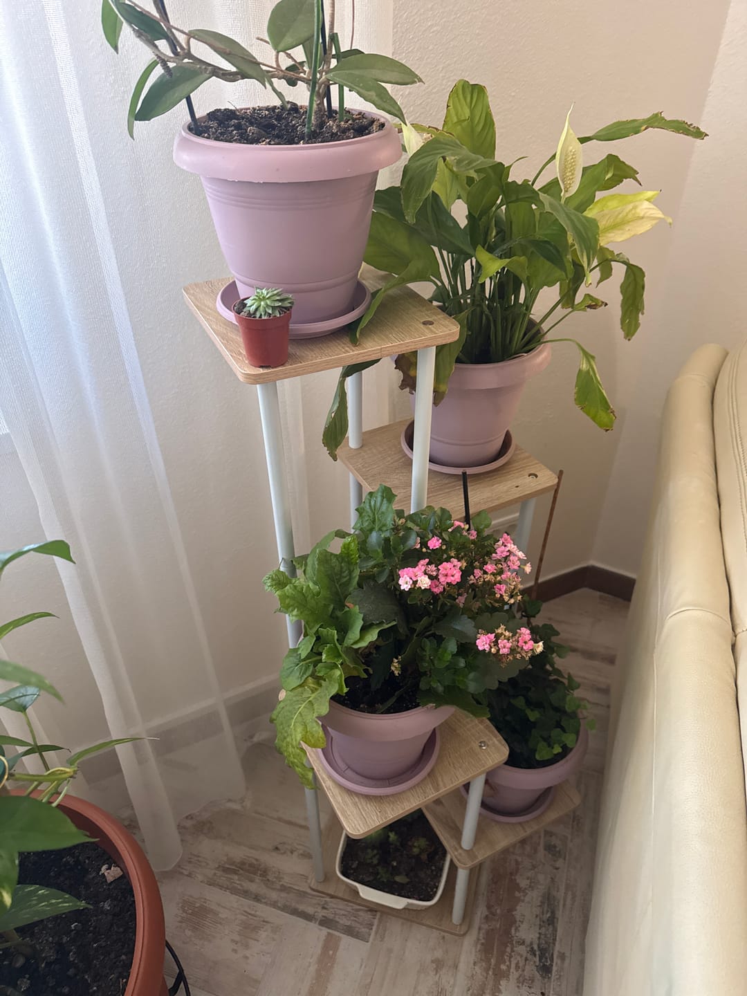 Customer photo review of Etajera ADITE, stejar sonoma/alb, PAL/metal, 30x30x107 cm