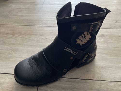 Customer photo review of Otto's Leather Motorcycle Biker Boots