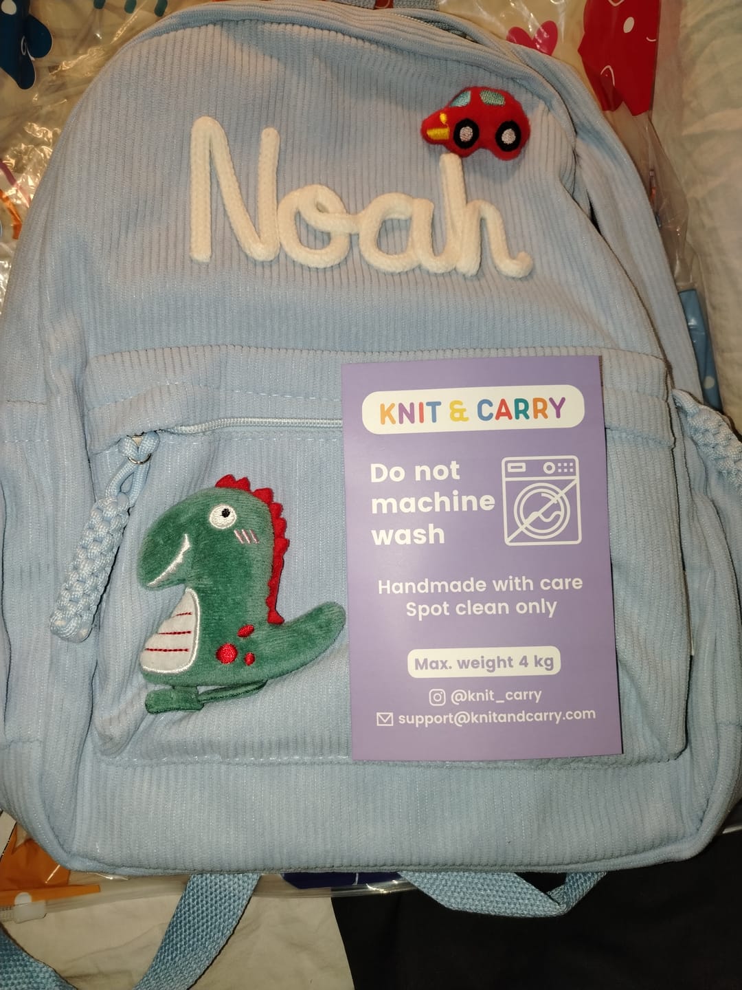 Customer photo review of K&C - Personalized Knitted Backpack