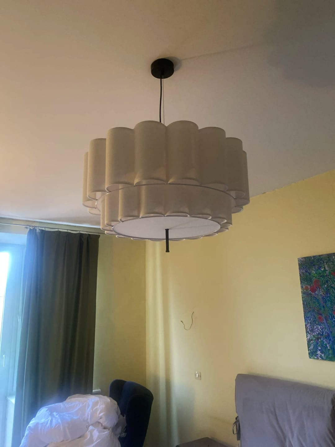 Customer photo review of Ceiling Light, Fluted Fabric Shade, 45 to 65 cm Wide