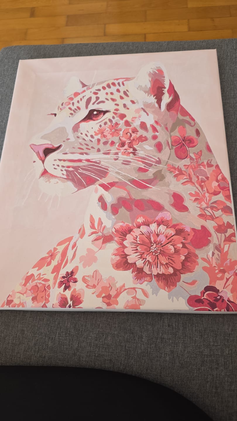 Customer photo review of Malen nach Zahlen - Delfter Rosa Leopard
