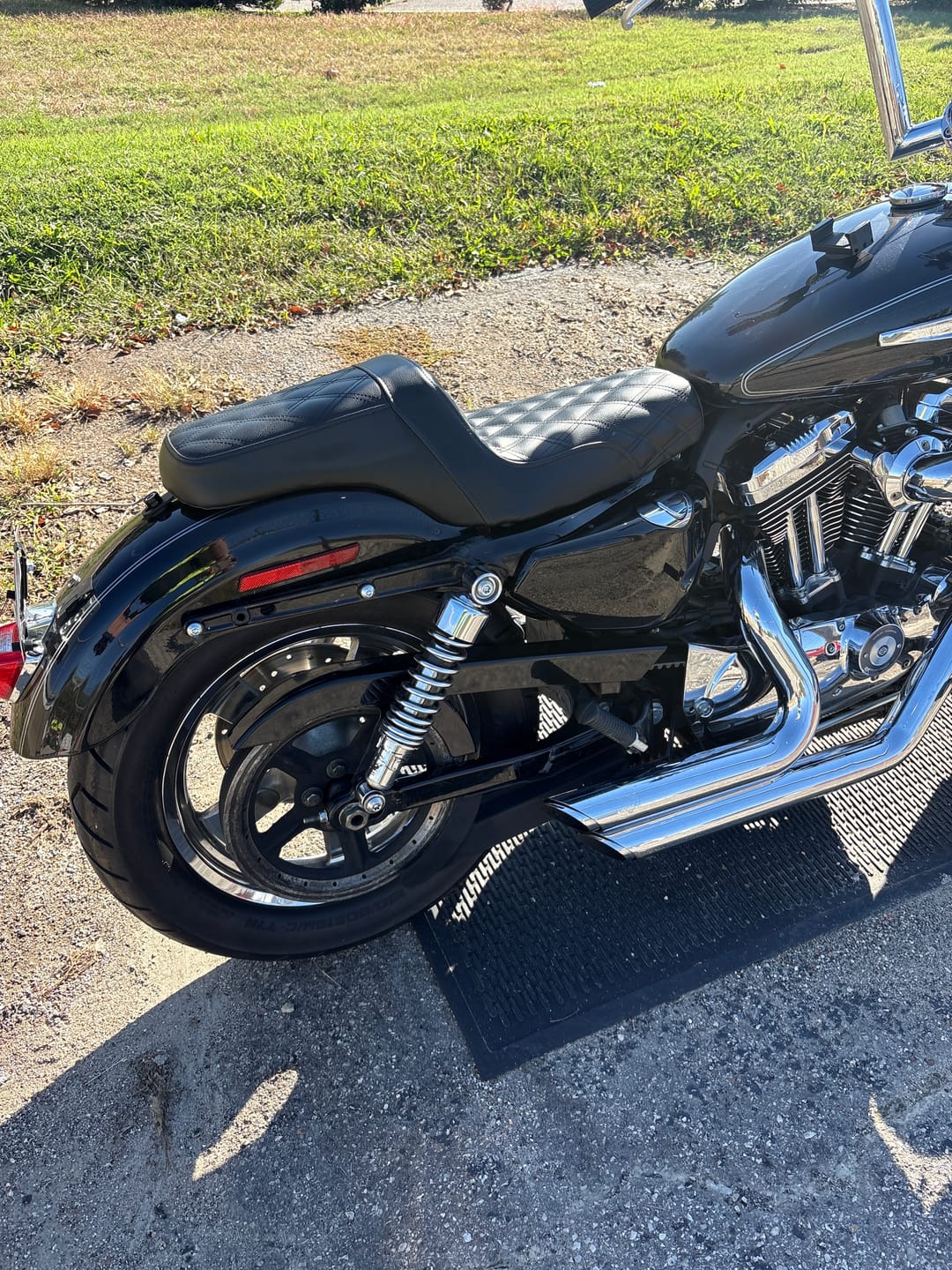 Customer photo review of Iron Born Diamond Stitch 2-Up Seat For Harley Sportster 1200 Custom XL1200C Black