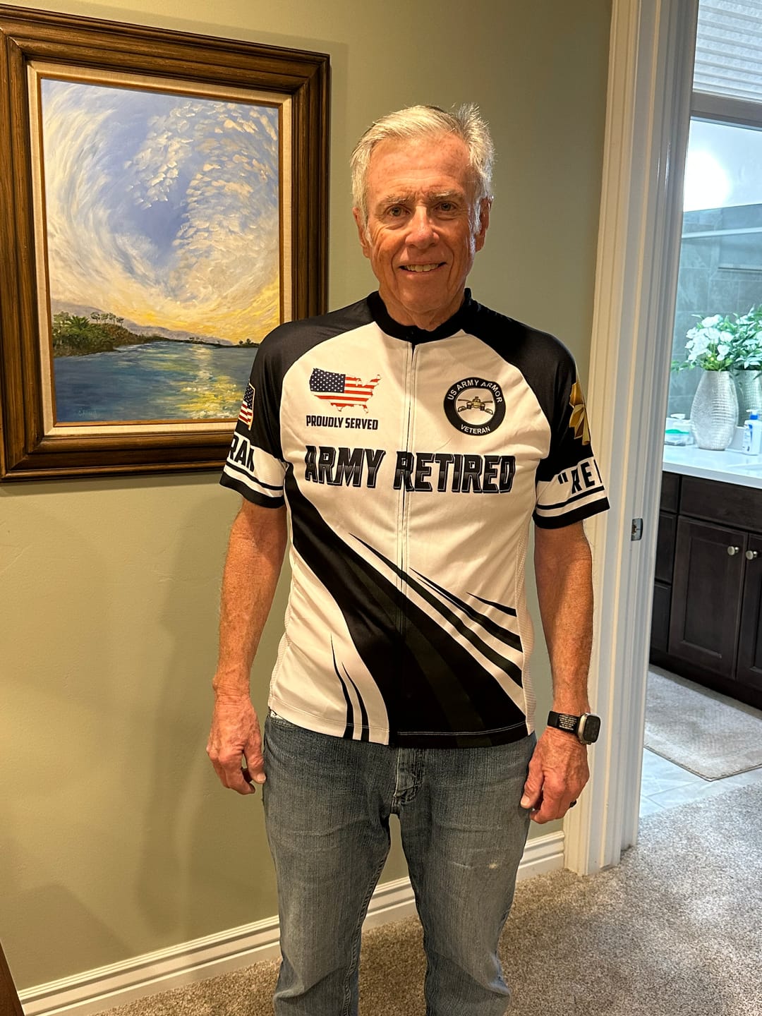 Customer photo review of Men’s Personalized U.S. Army Retired Armor Veteran Cycling Jersey