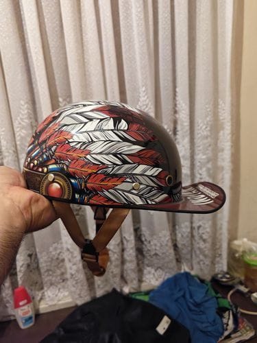 Customer photo review of Baseball Motorcycle Helmet Built-in Visor