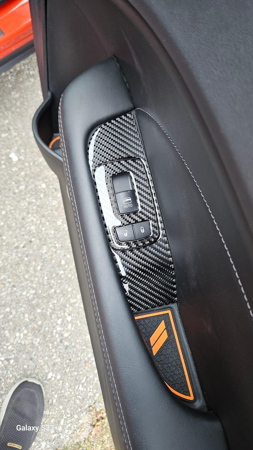 Customer photo review of Real Carbon Fiber Window Control Trim Overlay for Dodge Challenger 2015-2023