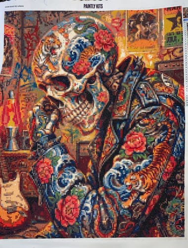 Customer photo review of Sugar Skull Leather Jacket (Diamond Painting)