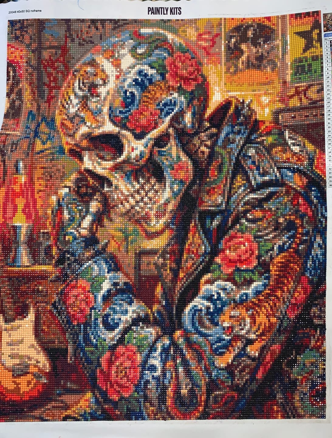 Customer photo review of Sugar Skull Leather Jacket (Diamond Painting)