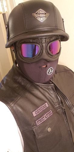 Customer photo review of German Leather Half Helmet - Vintage Black