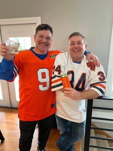 Customer photo review of Custom Orange Mesh Authentic Football Jersey with Royal and White Lettering Design 0140