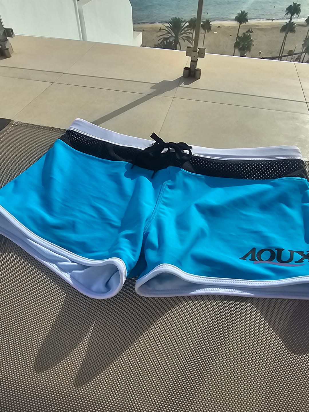Customer photo review of Men's Lined Drawstring Slim Fit Quick Dry Swim Trunks