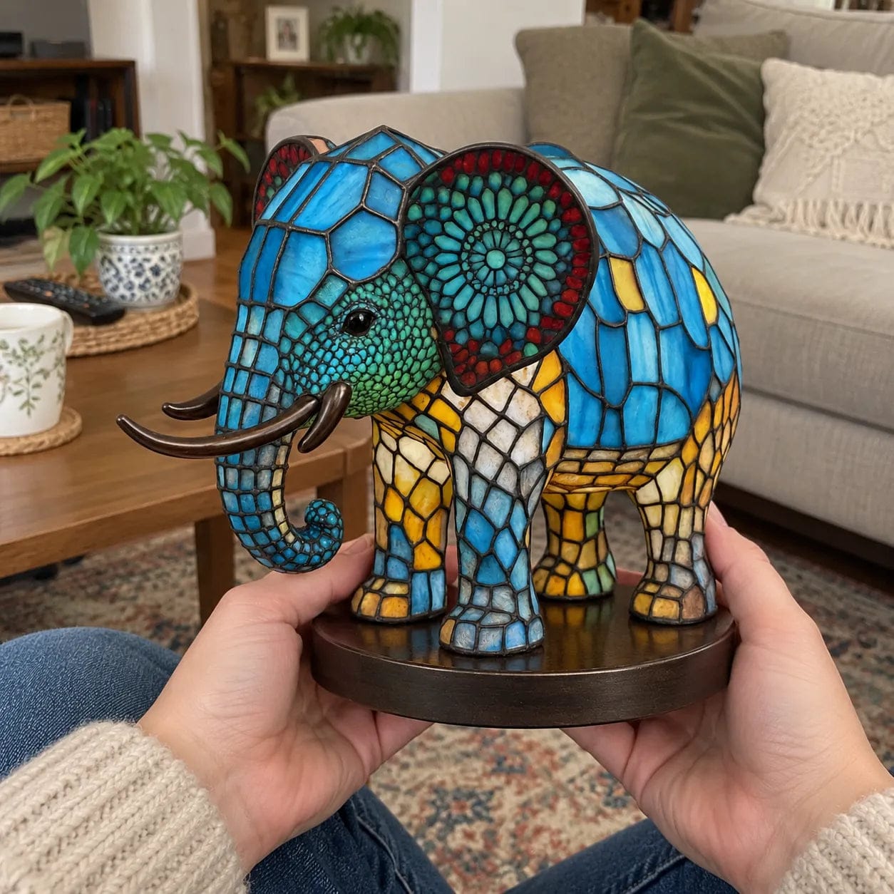 Customer photo review of Light Elephant - a handmade lamp that makes hearts shine