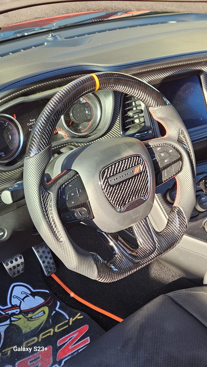 Customer photo review of Dodge Challenger/Charger/Durango 2015-2023 Carbon Fiber Steering Wheel Airbag Center Overlay