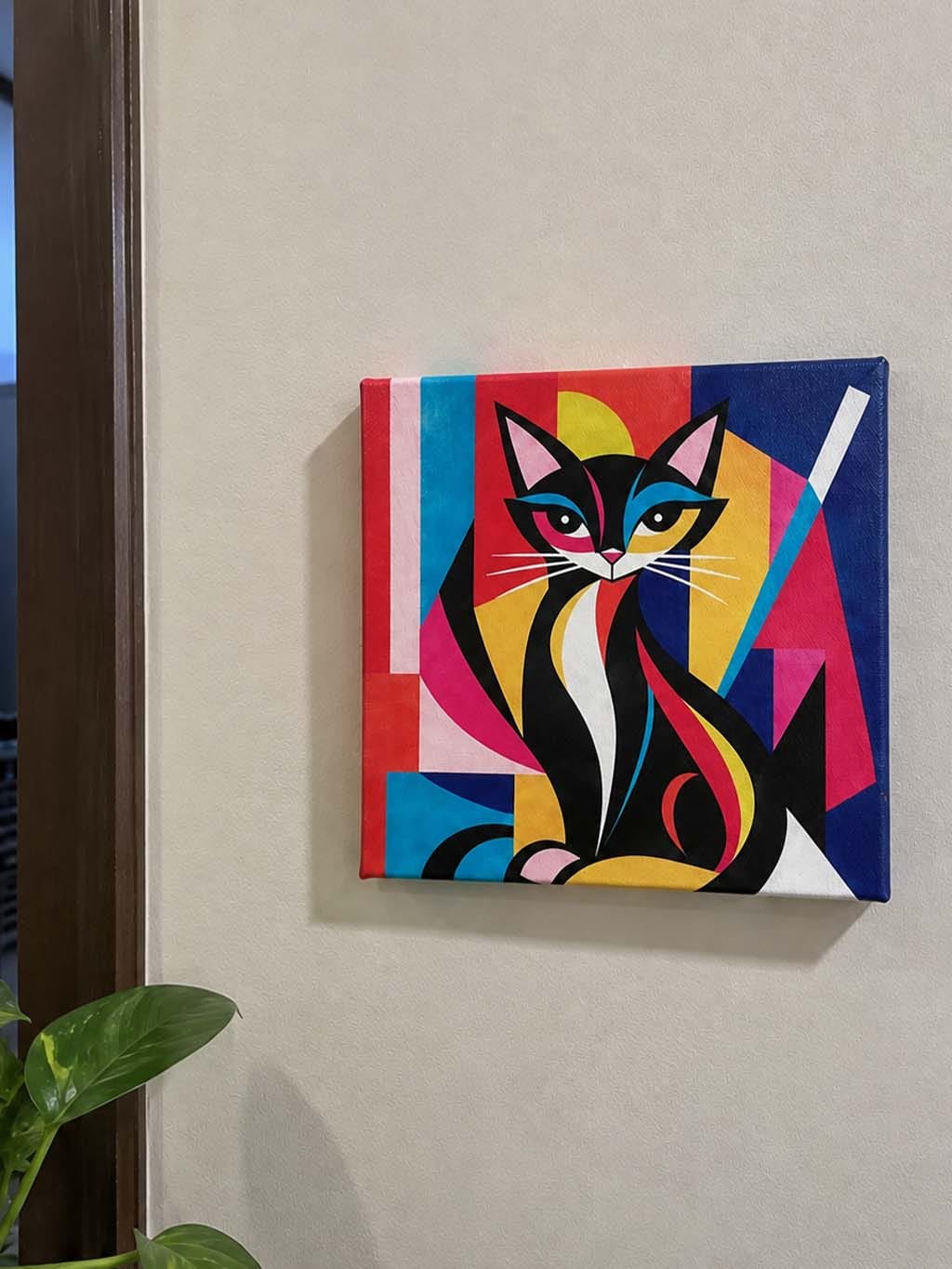 Customer photo review of Mini Peinture par Numéros 20x20cm avec cadre Chat Abstrait Éclatant