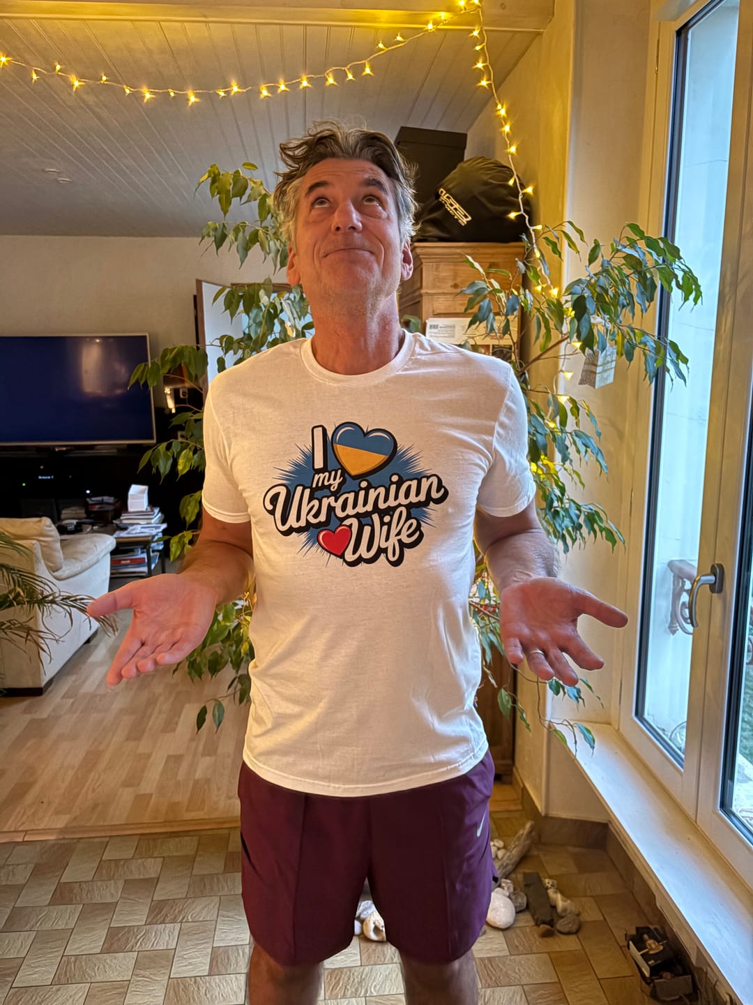 Customer photo review of I Love My Ukrainian Wife T-Shirt