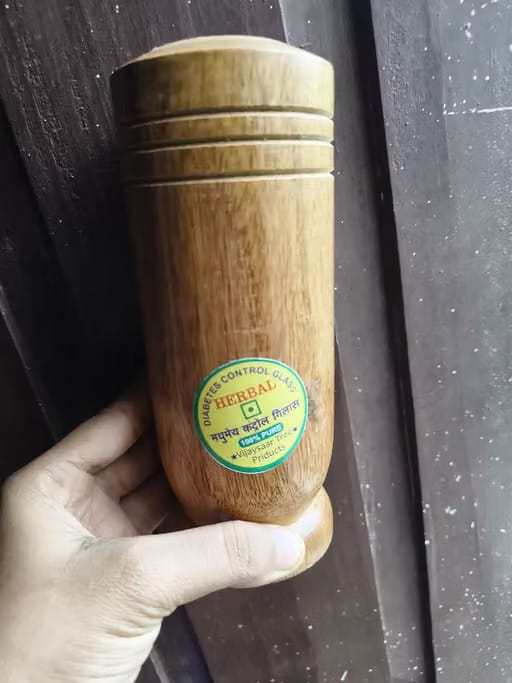 Customer photo review of Vijaysar Wooden Glass (100 ml) for Diabetes & Sugar Control for Daily Wellness