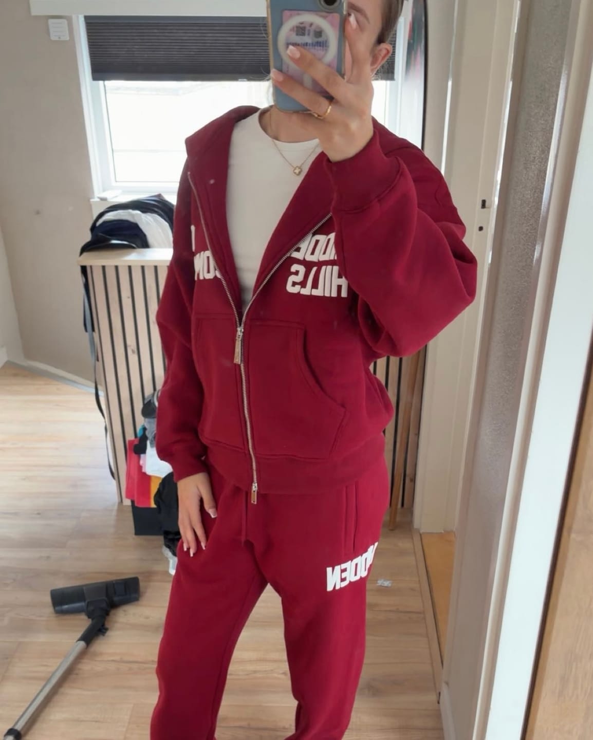 Customer photo review of GATED COMMUNITY ZIP HOODIE BURGUNDY