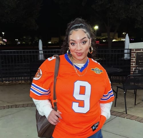 Customer photo review of Custom Orange Mesh Authentic Football Jersey with Royal and White Lettering Design 0140